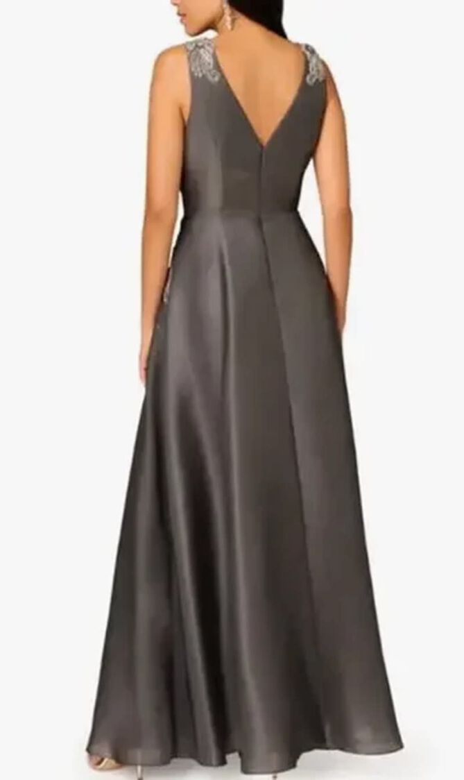 Bead Embellished Iridescent Organza Gown