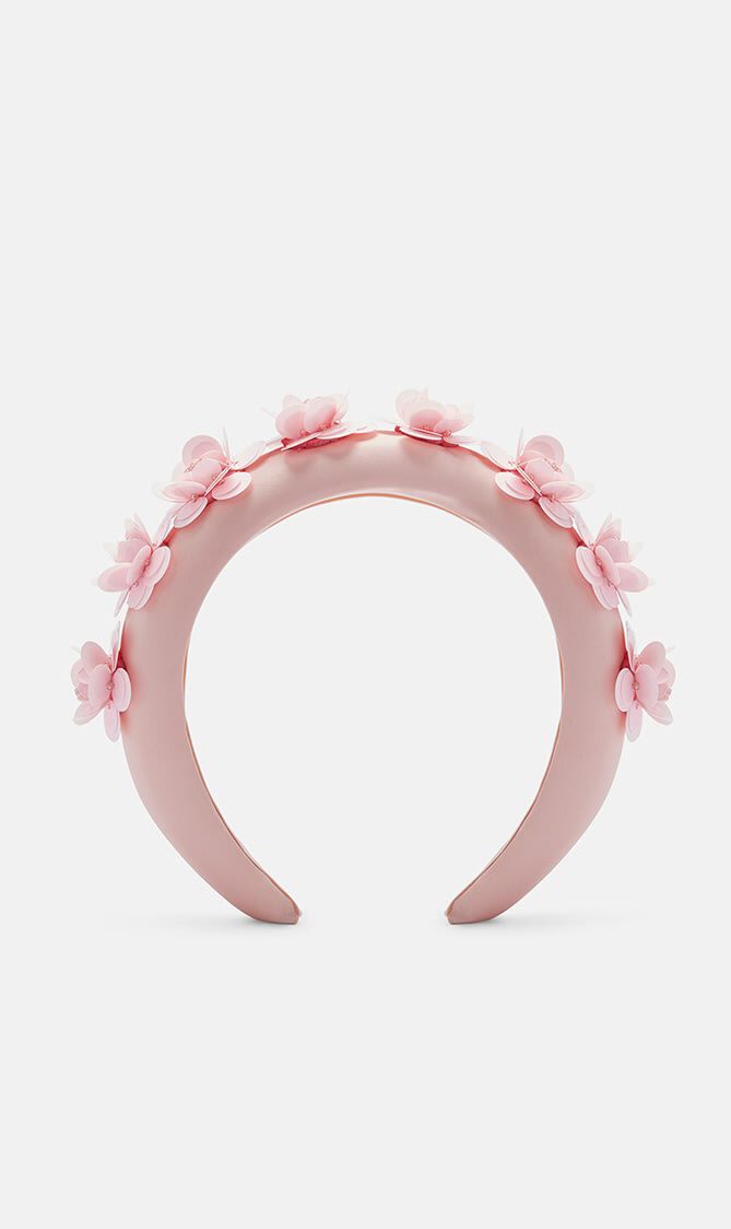 PINK SATIN 3D FLOWER HEADBAND