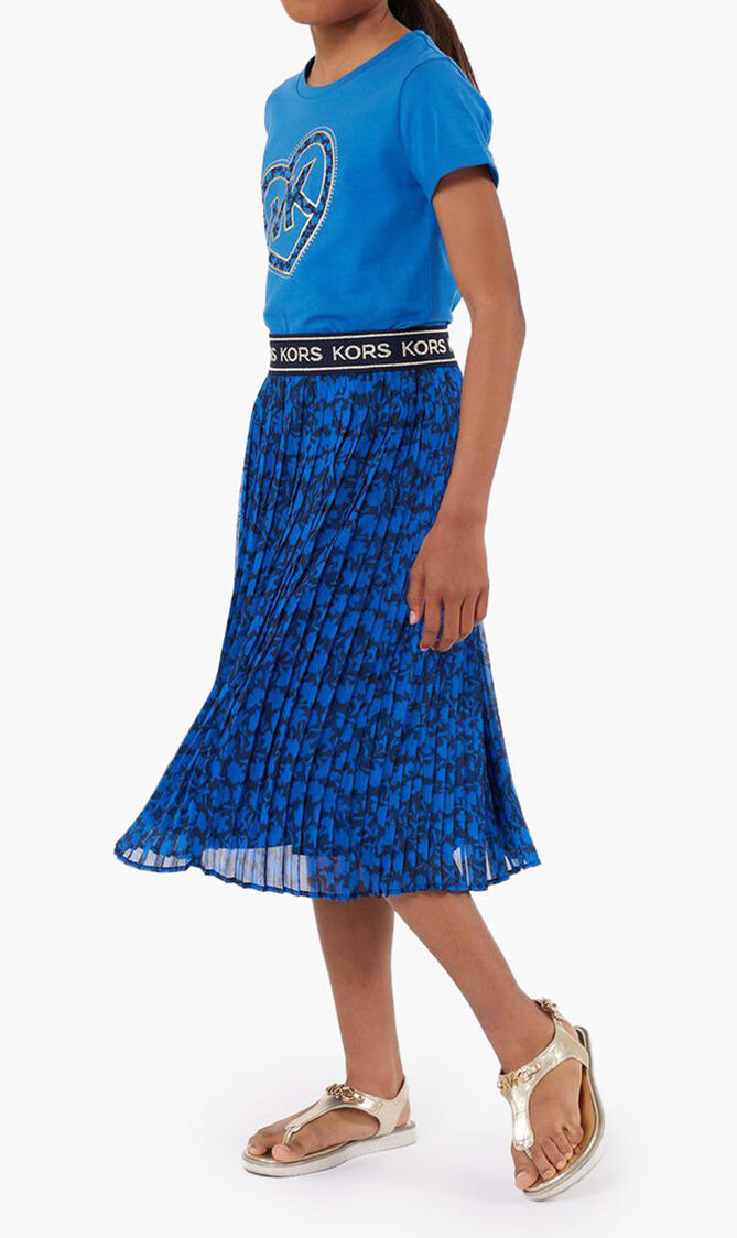 Pleated Floral Skirt