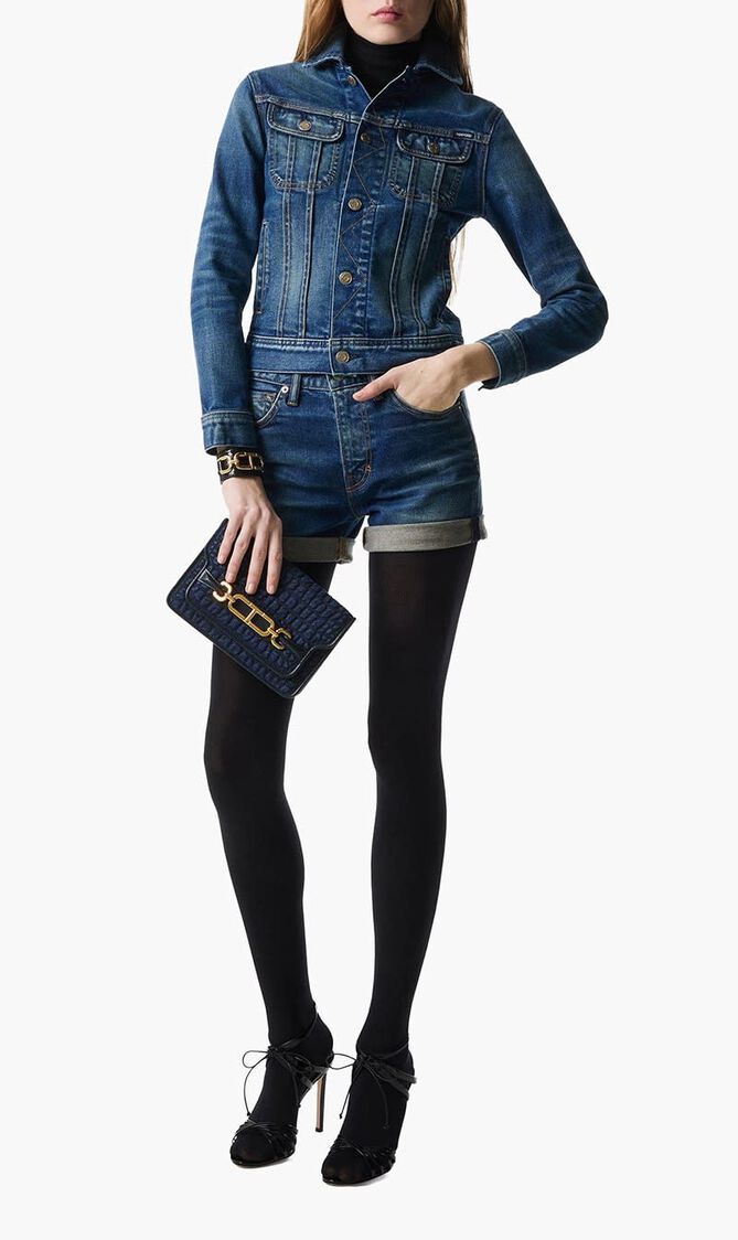 Stone Washed Denim Shorts