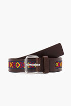 Pattern Stripe Leather Belt