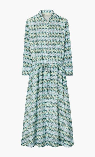 Graphic Print Twill Dress
