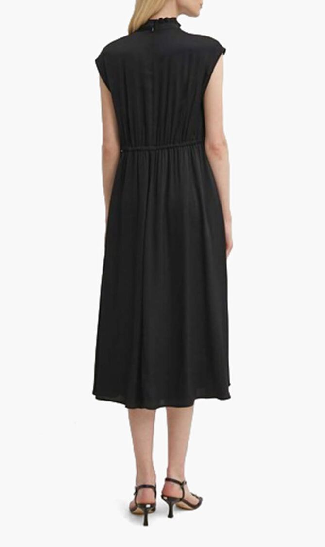 Midi Dress with Mandarin Collar