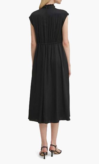 Midi Dress with Mandarin Collar