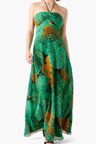Leaf Silk Maxi Dress
