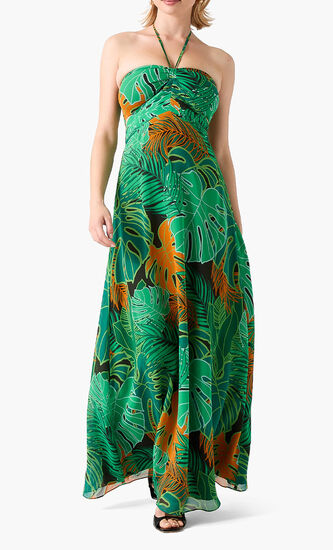 Leaf Silk Maxi Dress