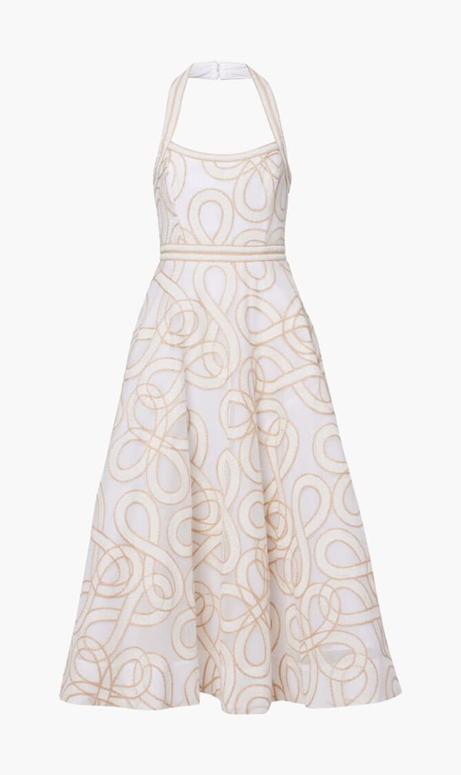 Irena Embroidered Halterneck Midi Dress