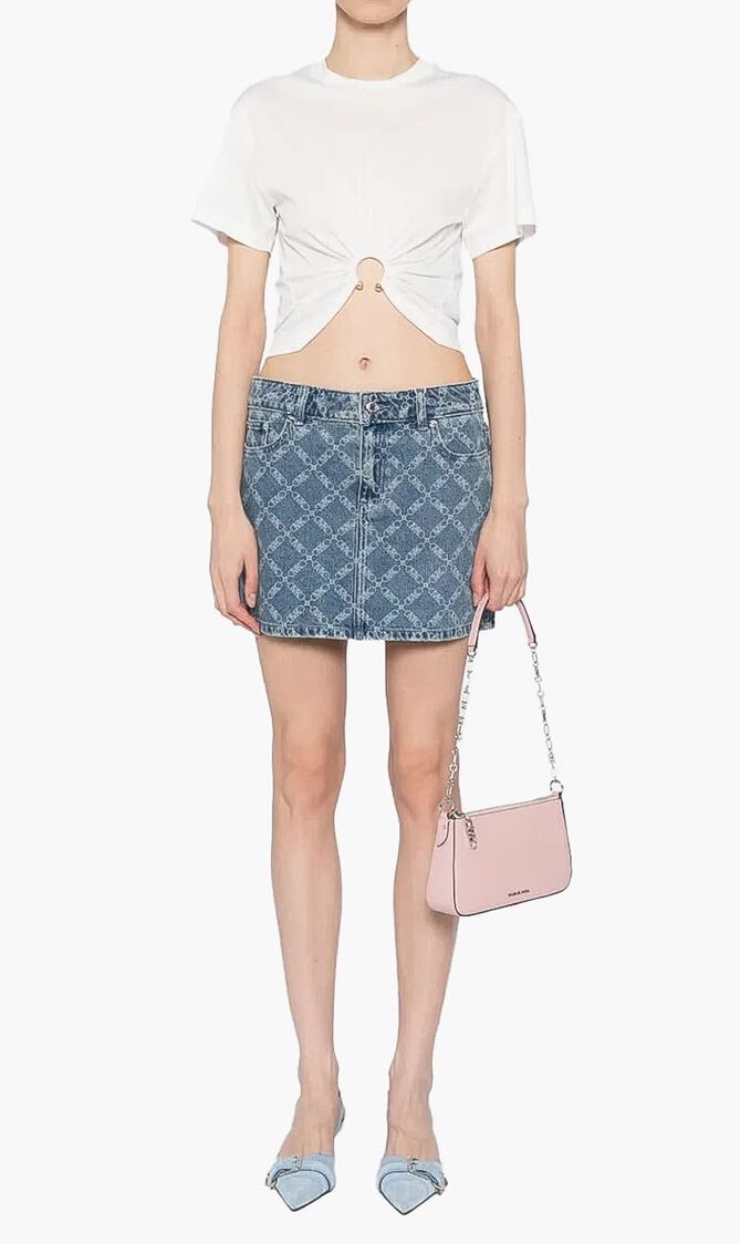 Printed Denim Skirt