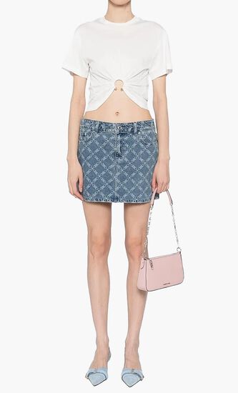 Printed Denim Skirt