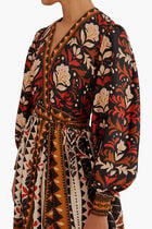 TAPESTRY GARDEN MULTICOLOR V NECKLINE MINI DRESS