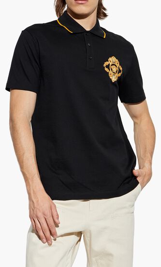 POLO PIQUET FABRIC ARCHITECTURAL BAROCCO CREST EMBROIDERY