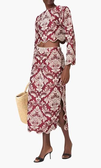 BICOLOR JACQUARD WAVES LONG SLEEVE TOP