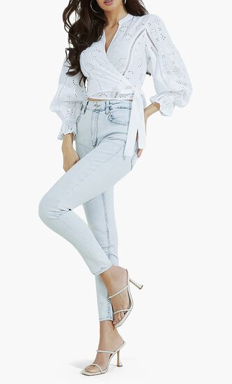 Eyelet Wrap Top