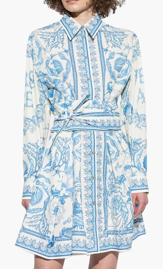 DRESS UNDERWATER BAROCCO BICOLOUR FOULARD ON COTTON POPLIN