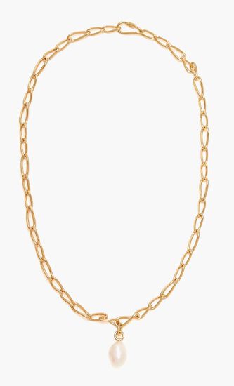 Infinite Pearl Bold Lariat Necklace
