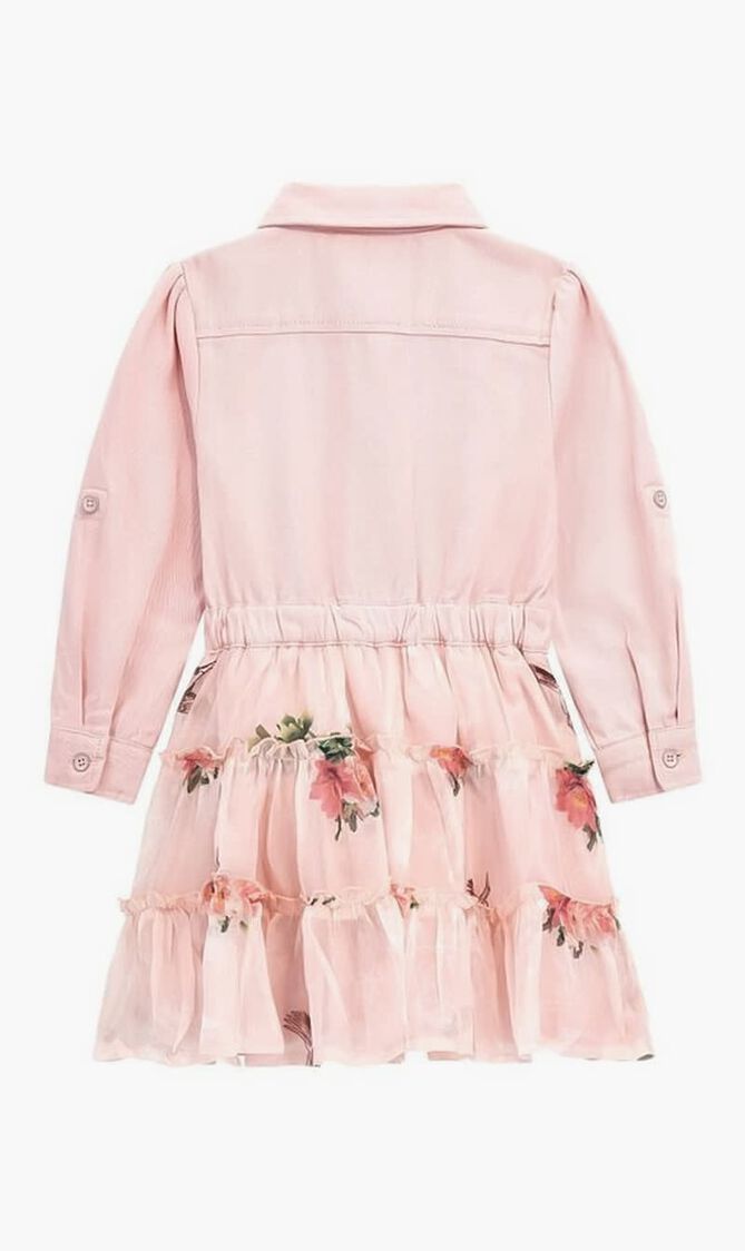 Mixed Fabric Adj. Ls Dress