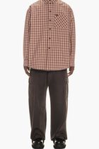 OW EMB CHECKCOTT ZIP SHIRT FIG GREY FIG