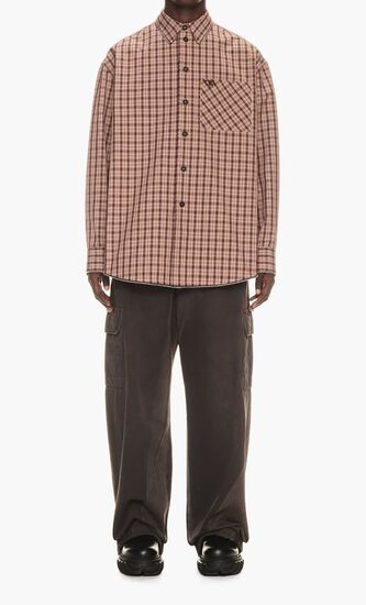 OW EMB CHECKCOTT ZIP SHIRT FIG GREY FIG