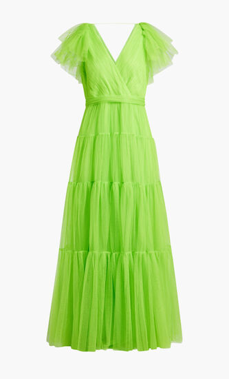 FLUTTER SLEEVE LONG DRESS
