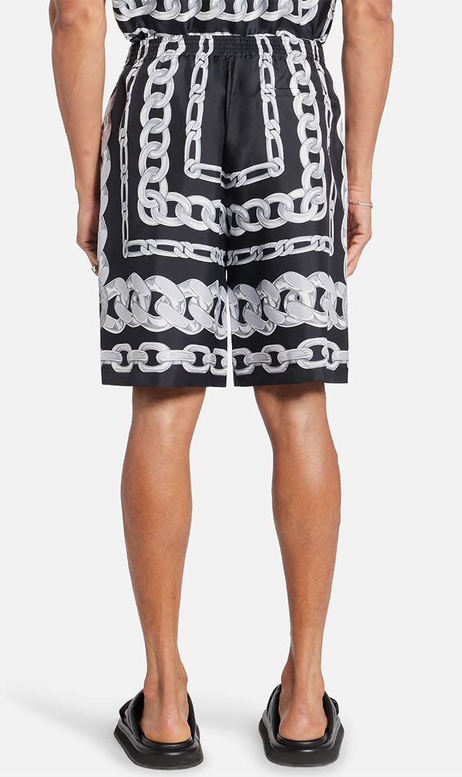 SHORTS MEDUSA CHAINS PRINT SILK TWILL