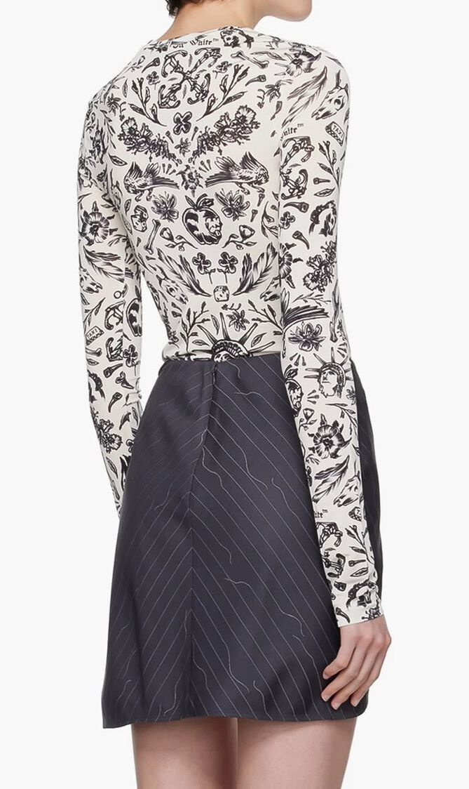 TATTOO SEC SKIN LS CREWNECK WHITE BLACK