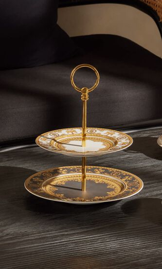 I Love Baroque Etagere Cake Stand 2 Tier Black