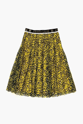 Leopard Net Plisse Skirt