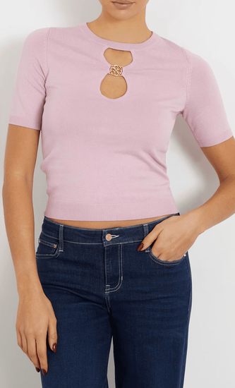 RYLEE RN SS CUT-OUT TOP SWTR