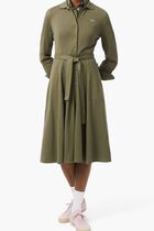 Polo Collar Belted Petit Pique Dress