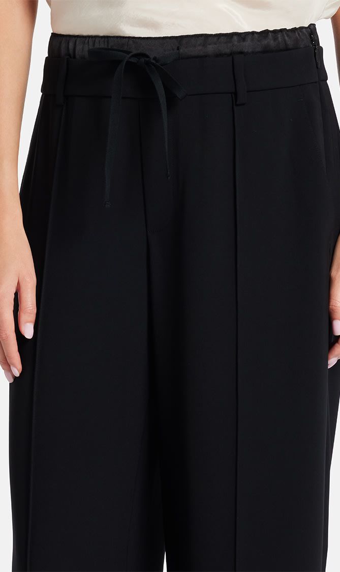 MID RISE DOUBLE WAISTBAND DRAWSTRING PANT