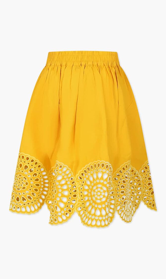 Yellow skirt for girl with macramé lace