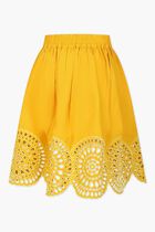 Yellow skirt for girl with macramé lace