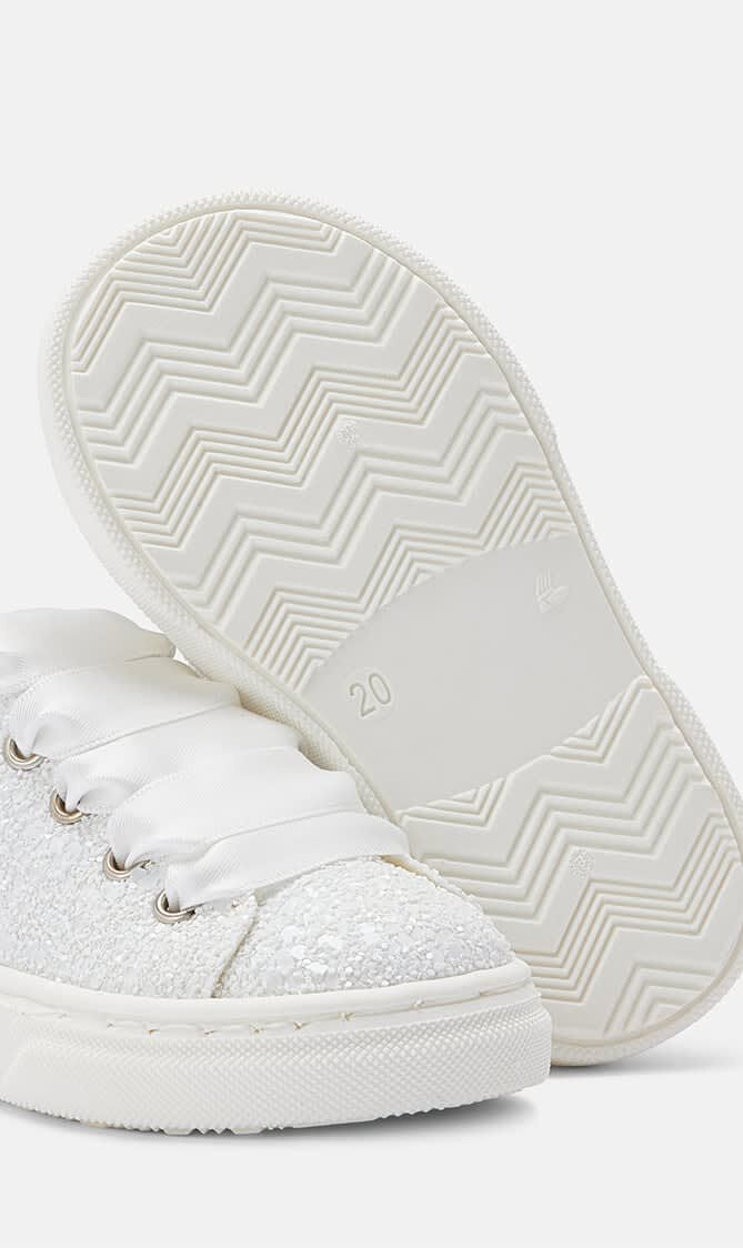 LACE UP GLITTER FABRIC SNEAKERS