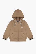 Logo Hooded Zip Up Top