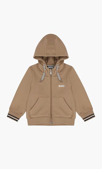 Logo Hooded Zip Up Top