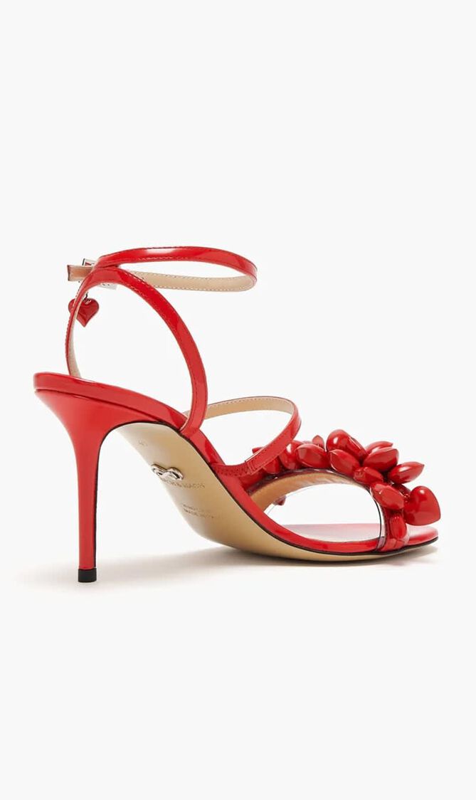 PUFFY HEART RED PATENT LEATHER SANDALS