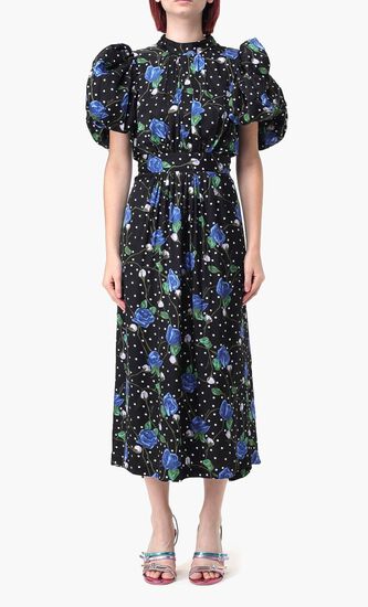 SATIN PUFF SLEEVE DRESS