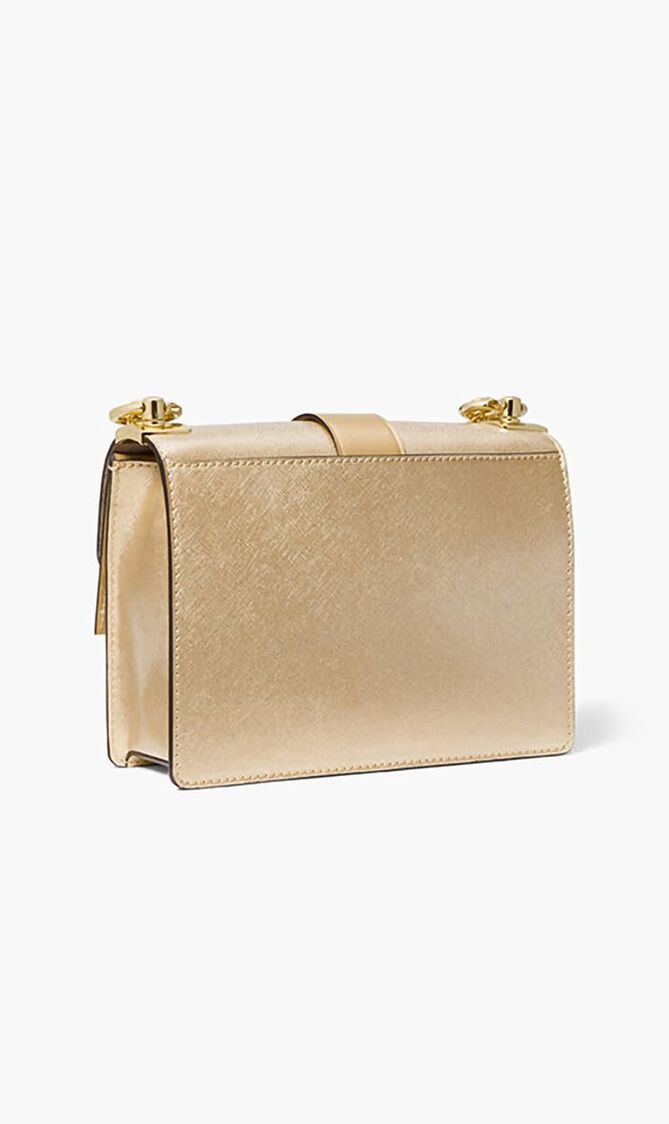 Small Metallic Saffiano Leather Crossbody Bag