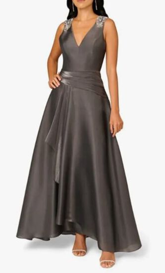 Bead Embellished Iridescent Organza Gown