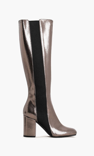 Snake Leather Knee Boots