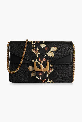 Floral Print Leather Crossbody Bag