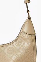 T Monogram Leather Crescent Bag
