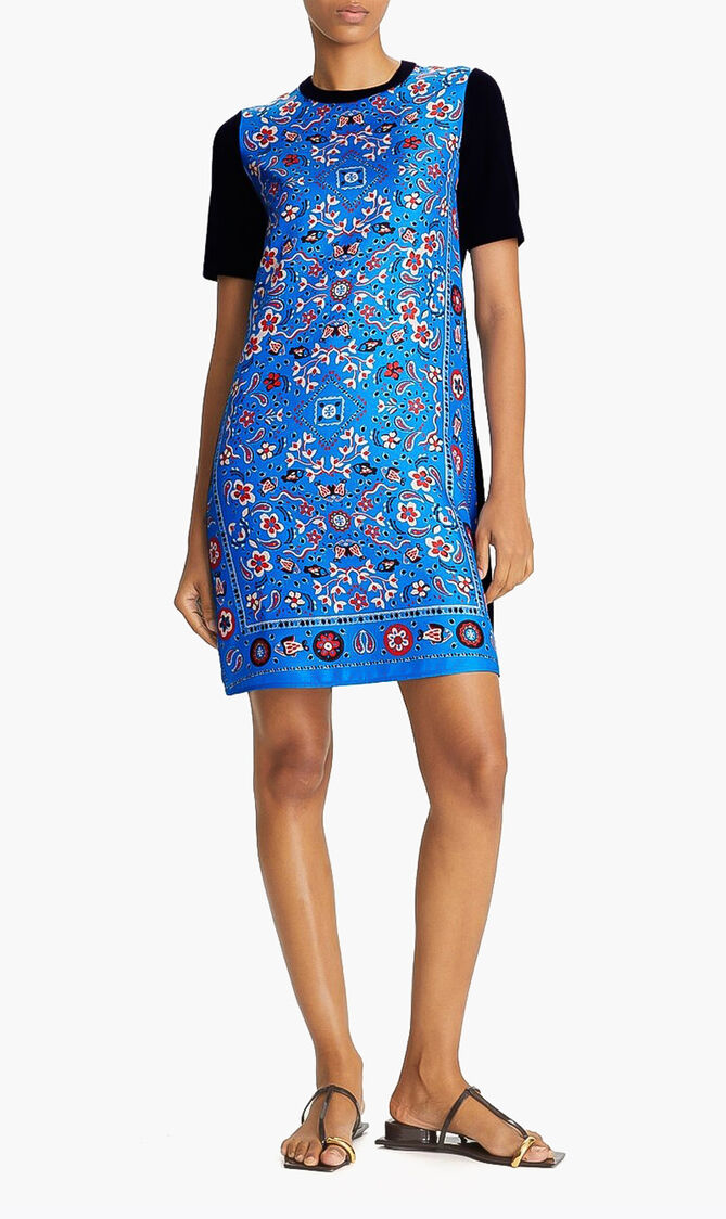 Silk Front Sweater Dress