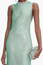 MINT RHINESTONE MESH MIDI DRESS