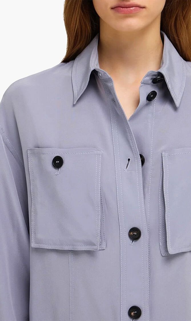Long Sleeved Button Up Silk Shirt