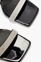 RIH SANDAL BLACK PATENT WHITE CRYSTAL MESH BLACK LACQUER METAL HEEL 95 MM METAL HEEL RIH SANDAL BLACK PATENT WHITE CRYSTAL MESH BLACK LACQUER METAL HEEL 95 MM METAL HEEL