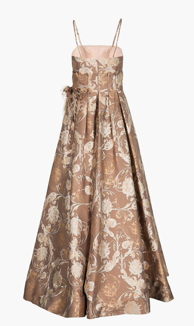 Straight Across Pleated Ball Gown