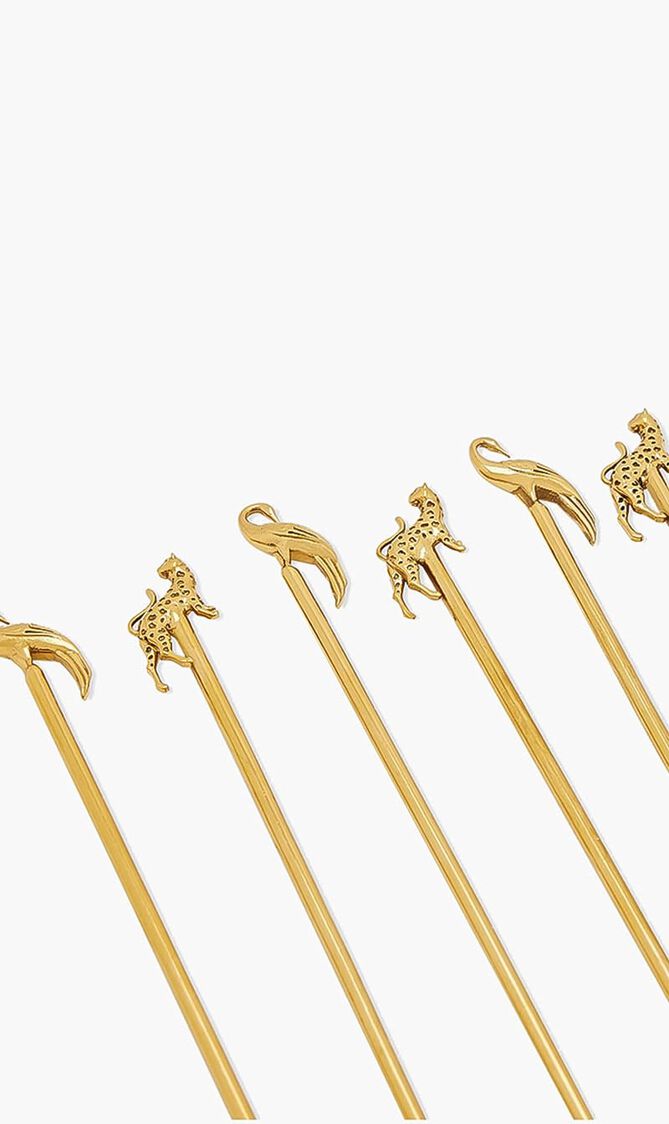 Sagar Swizzle Stir Gold Set Of 6