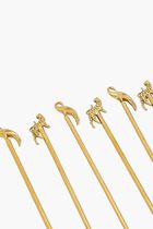 Sagar Swizzle Stir Gold Set Of 6
