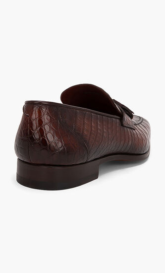 حذاء لوفر بنمط جلد التمساح